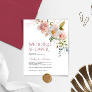 Budget Rustic Wildflowers Wedding Shower invite