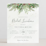 Budget Rustic Winter Greenery Bridal Luncheon<br><div class="desc">Beautiful affordable bridal luncheon invitations featuring hand-painted botanical watercolor illustrations of winter greenery,  pine and spruce branches,  cones and holly berries. Perfect choice for winter or Christmas holiday themed weddings.</div>