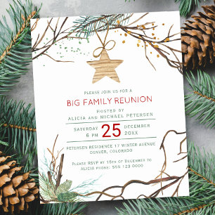 Budget rustic winter holiday party invitation