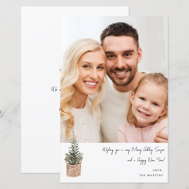 Budget Rustic Winter Tree V Note Photo Holiday MED (Front/Back)