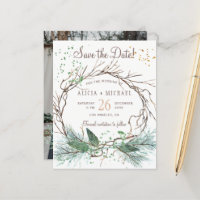 Budget rustic winter wedding PHOTO save the date