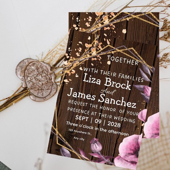 Budget Rustic Wood Background Wedding Invitation (Creator Uploaded)