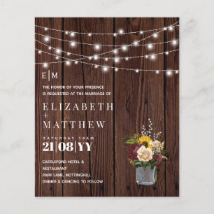 Budget Rustic Wood Burgundy Yellow Wedding Invites