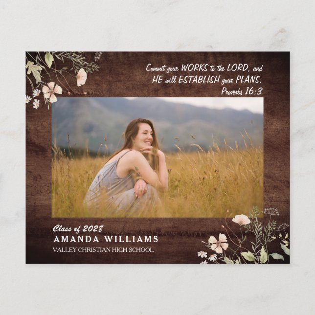 BUDGET Rustic Wood Christian Graduation Verse (Front)