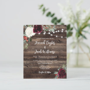 Budget Rustic Wood Christmas Wedding Invitation
