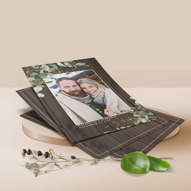 BUDGET Rustic Wood Eucalyptus Photo Save the Date Flyer (Creator Uploaded)