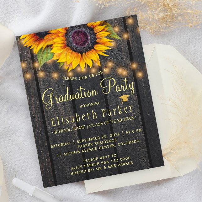 Budget rustic wood graduation party invitation (Creator Uploaded)