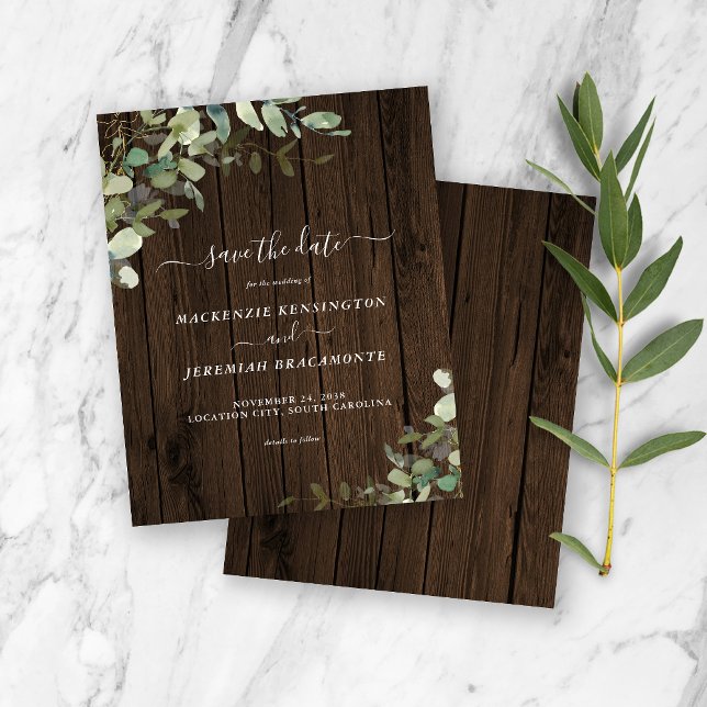 Budget Rustic Wood Greenery Wedding Save the Date (Creator Uploaded)