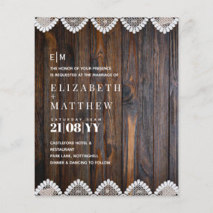 BUDGET Rustic Wood Lace Wedding Invitation