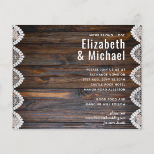 BUDGET Rustic Wood Lace Wedding Invitation