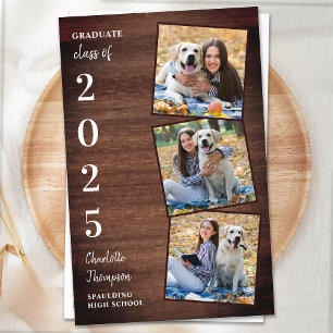 Budget Rustic Wood Photo Graduation Announcement