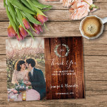 Budget rustic wood photo Thank you wedding Flyer<br><div class="desc">Budget rustic wood watercolor leaves Thank you wedding Flyer.
Elegant rustic cards to say thank you to your wedding guests.
Add your own photo,  names and text to make it very unique and personal.</div>