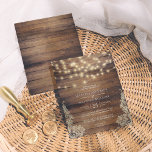 Budget Rustic Wood, String Lights & Lace Wedding<br><div class="desc">A classic wedding theme with a rustic wood background, faux vintage lace, and string lights. Your ceremony details appear in formal typography. As part of the budget selection here on Zazzle, these invitations do not come with envelopes nor do they fit perfectly in a standard-sized envelope. The closest size is...</div>