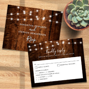 Budget Rustic Wood & String Lights Wedding RSVP