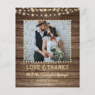 Budget Rustic Wood String Lights Wedding Thank You
