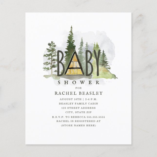 Budget Rustic Woodland Cabin Baby Shower (Front)