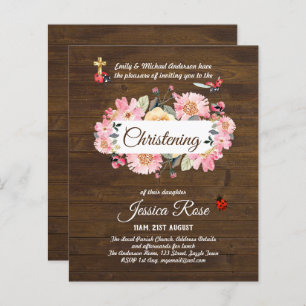BUDGET Rustic Woodland Christening Invite Baptism 