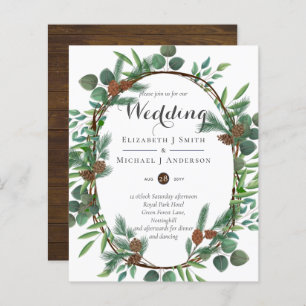Budget Rustic Woodland Wreath Wedding Invites