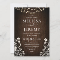 Budget Rustic Woodsy Lights Lace Wood Wedding
