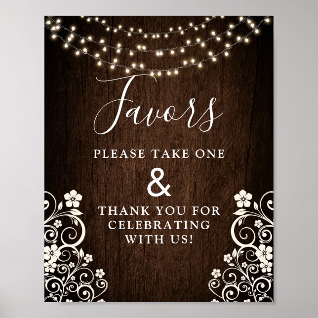 Budget Rustic Woodsy Lights Wood Wedding Signs (Front)