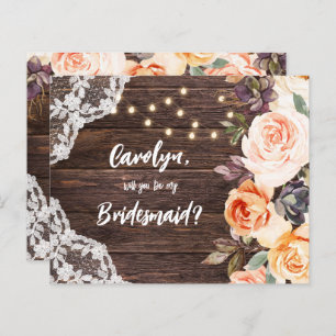 Budget RusticBlushFloral Will You Be My Bridesmaid