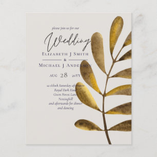 BUDGET Rusty Bronze Leaf Wedding Invitations