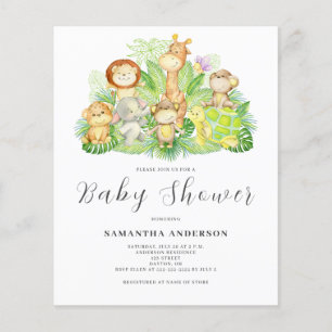 Budget Safari Animal Baby Shower Invitation Flyer