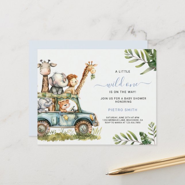 Budget Safari Animals Boy Baby Shower (Front/Back In Situ)