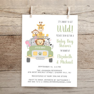 Budget Safari Baby Boy Couples Shower Invitation
