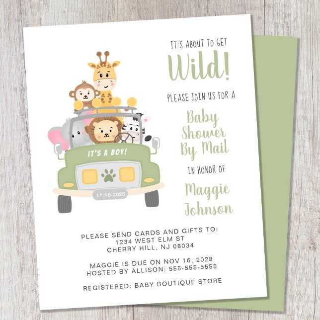 Budget Safari Baby Shower By Mail Invitation (Creator Uploaded)