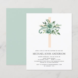 Budget Sage Eucalyptus Baptism Greenery Invitation