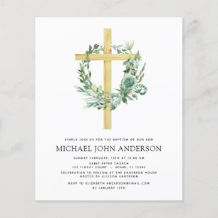 Budget Sage Eucalyptus Baptism Greenery Invitation Flyer