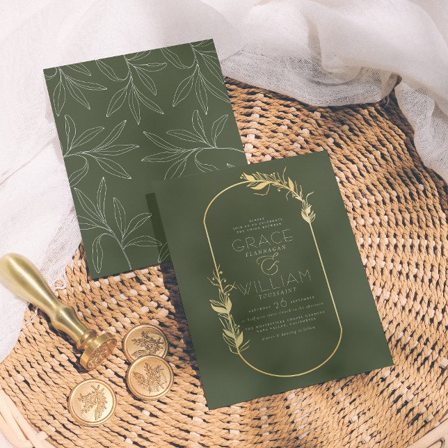 Budget Sage Green Botanical Gold Frame Wedding (Creator Uploaded)