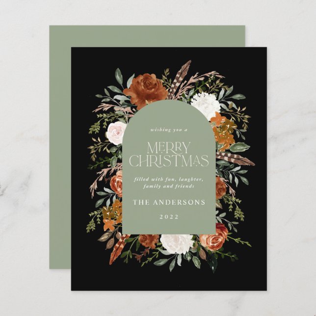 Budget Sage green elegant botanical elegant arch (Front/Back)