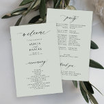 Budget sage green elegant wedding program<br><div class="desc">Modern simple minimalist typography trendy sage green ceremony and party BUDGET affordable wedding program template featuring a chic trendy calligraphy script.              Easy to personalise with your custom text on both sides!</div>