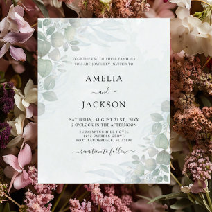 Budget Sage Green Eucalyptus Wedding Invitation