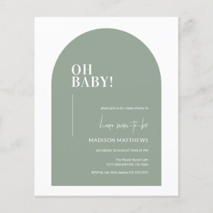 Budget Sage Green Minimal Arch Oh Baby Shower Flyer