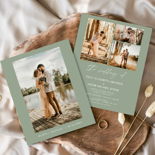 Budget Sage Green Minimalist Photo Wedding Flyer