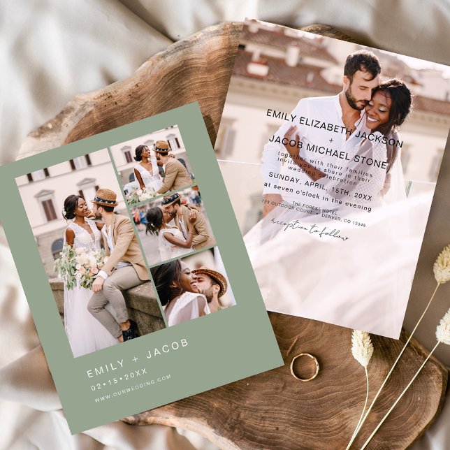 Budget Sage Green Minimalist Wedding Invitation (Creator Uploaded)