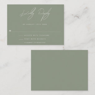 BUDGET Sage Green Minimalist Wedding RSVP Card