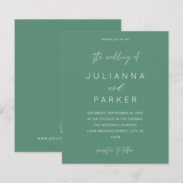 Budget Sage Green MOD Calligraphy Wedding (Front/Back)