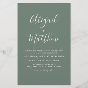Budget Sage Green Modern Photo Wedding Invitation Flyer