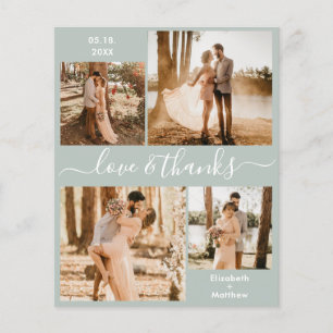 Budget Sage Green Photo Wedding Thank You Flyer