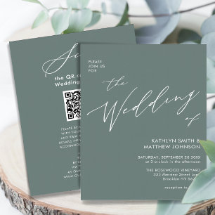 Budget Sage Green QR Code All In One Wedding Flyer