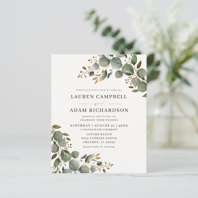 Budget Sage Green Watercolor Botancial Wedding (Standing Front)