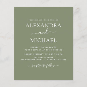 Budget Sage Green Wedding Modern Typography