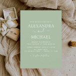 Budget Sage Green Wedding Modern Typography<br><div class="desc">Budget Sage Green Wedding Spring or Summer Wedding Invitations - includes beautiful and elegant script typography with a modern simple and classic colour for the special Wedding day celebration.</div>