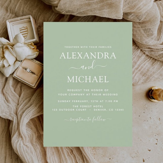 Budget Sage Green Wedding Modern Typography (Creator Uploaded)