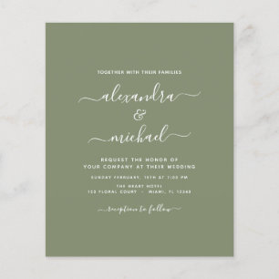 Budget Sage Green Wedding Modern Typography Flyer