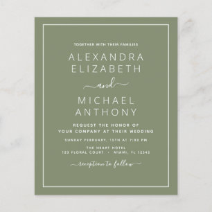 Budget Sage Green Wedding with Photo Invitation Flyer